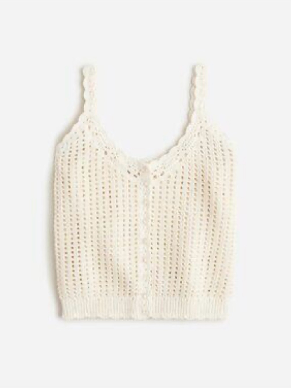 J.Crew Ivory Crochet Button Front Sweater Tank Top Cotton M - Picture 2 of 7